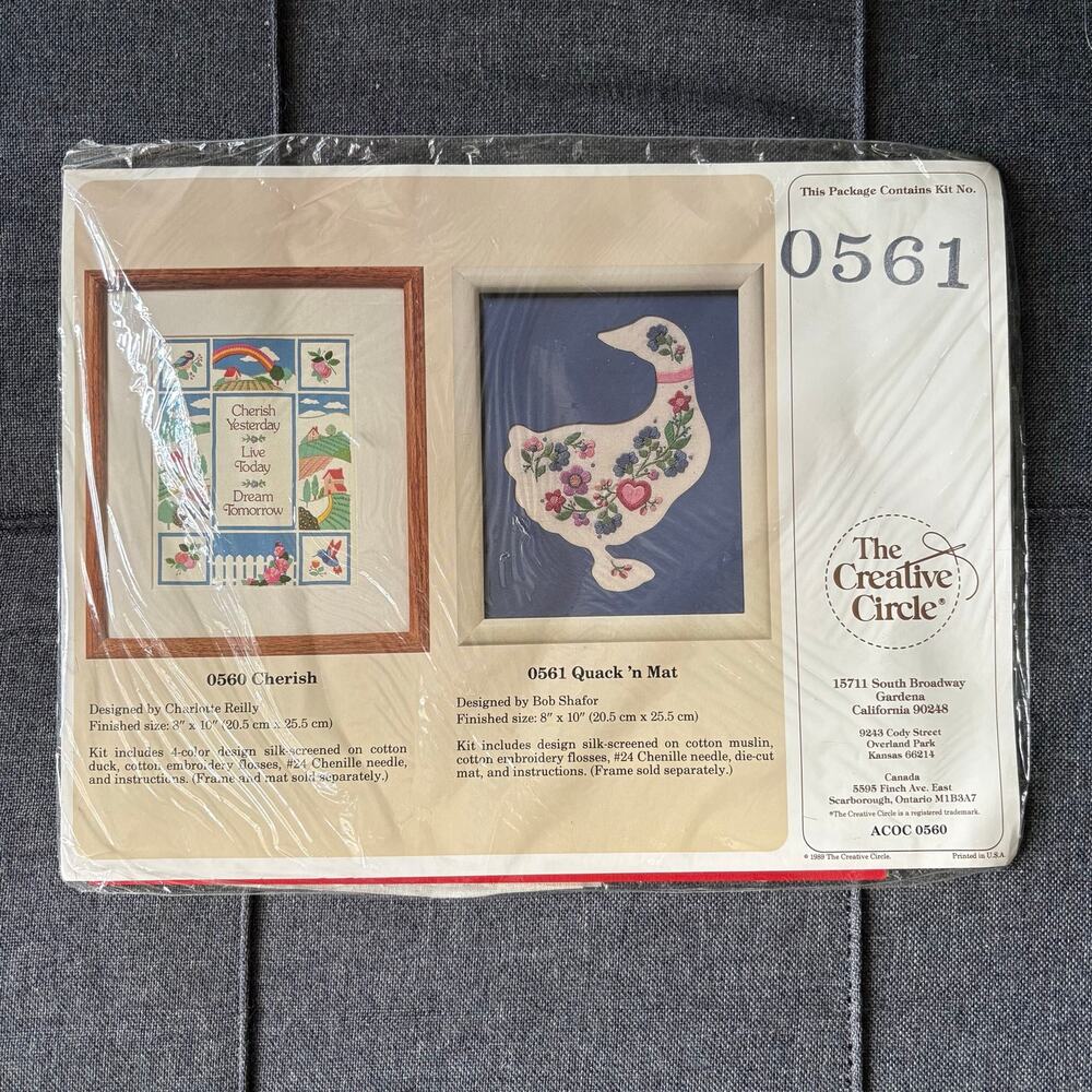 Quack N' Mat 0561 Vintage Stamped Embroidery Kit by The Creative Circle - 1989